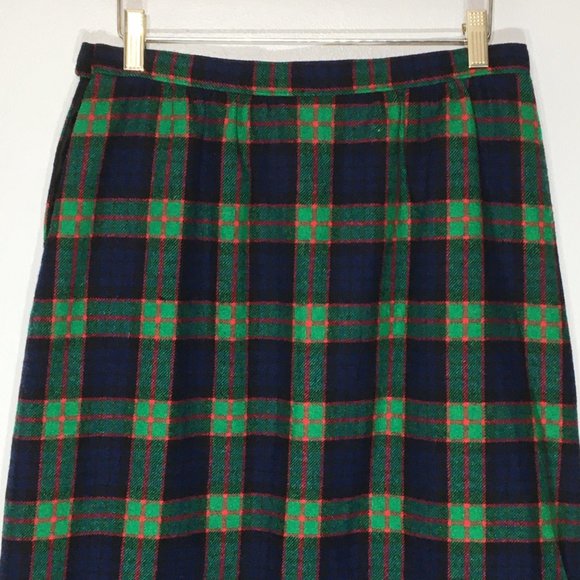 VIntage 50s Pendleton Authentic Fletcher Tartan Skirt; Blue Green Red Plaid Wool - Picture 8 of 10